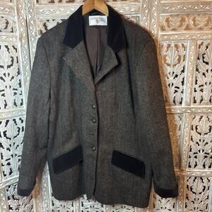 VINTAGE International Scene Blazer Women 14 Wool Old Money Lined Made in Ukraine